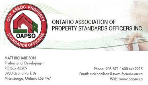 ONTARIO ASSOCIATION OF PROPERTY STANDARDS OFFICERS - Booth 45 