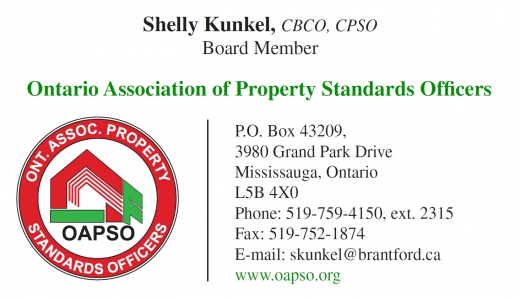 ONTARIO ASSOCIATION OF PROPERTY STANDARDS OFFICERS - Booth 27 
