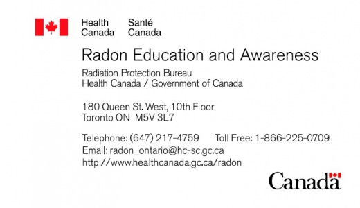HEALTH CANADA - RADON PROGRAM - Booth 54 